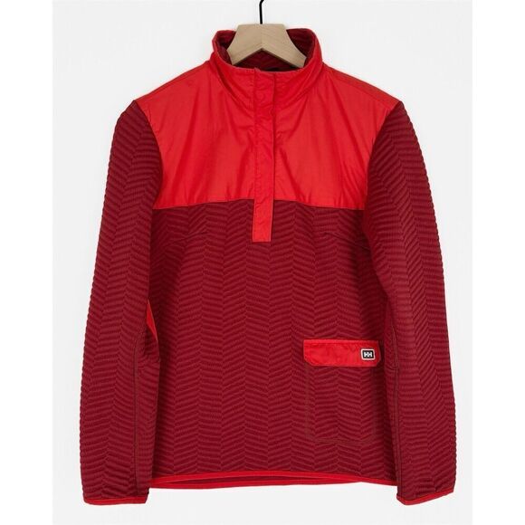 Helly Hansen Lillo Sweater Womens‎ Medium Red Quilted Pullover Warm Outdoor - Picture 1 of 16